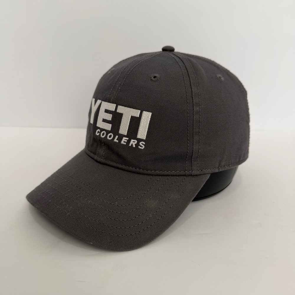 YETI Coolers Baseball Hat Charcoal Gray Embroidered Logo Adjustable Strapback